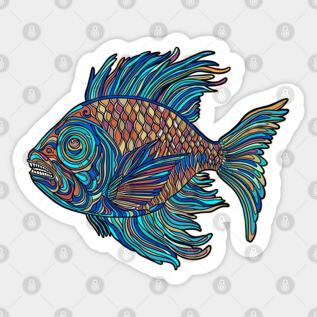 Light blue colorful fish drawing Sticker by DaveDanchuk